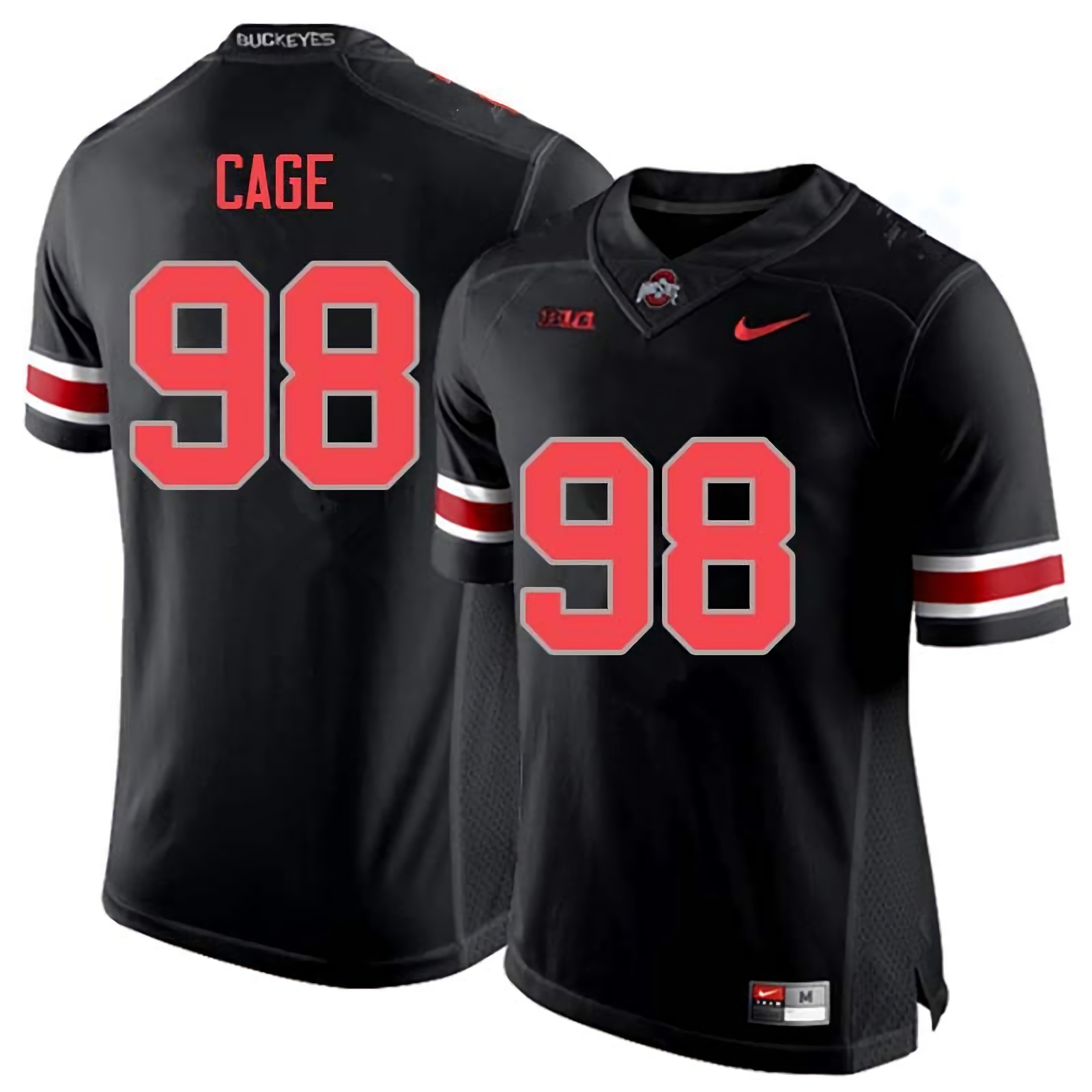 Jerron Cage Ohio State Buckeyes Men's NCAA #98 Nike Blackout College Stitched Football Jersey ZSG0056GR